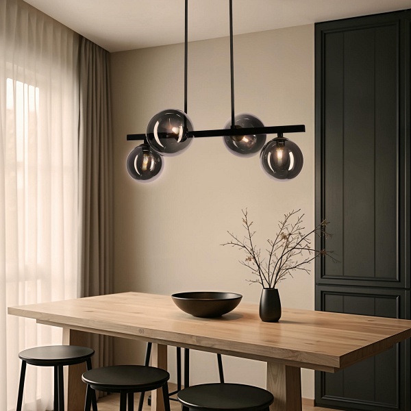 Kama Lampa Wisząca Czarny+Złoty 4X28W G9 Klosz Grafitowy Candellux