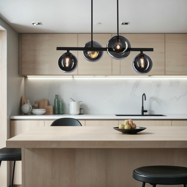 Kama Lampa Wisząca Czarny+Złoty 4X28W G9 Klosz Grafitowy Candellux