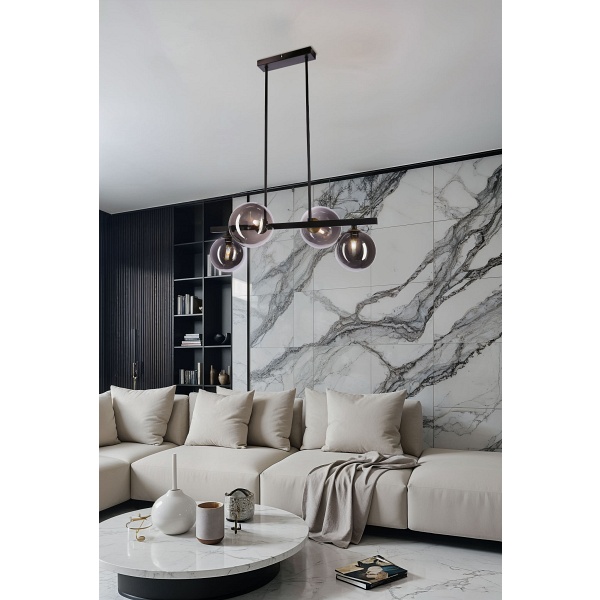 Kama Lampa Wisząca Czarny+Złoty 4X28W G9 Klosz Grafitowy Candellux