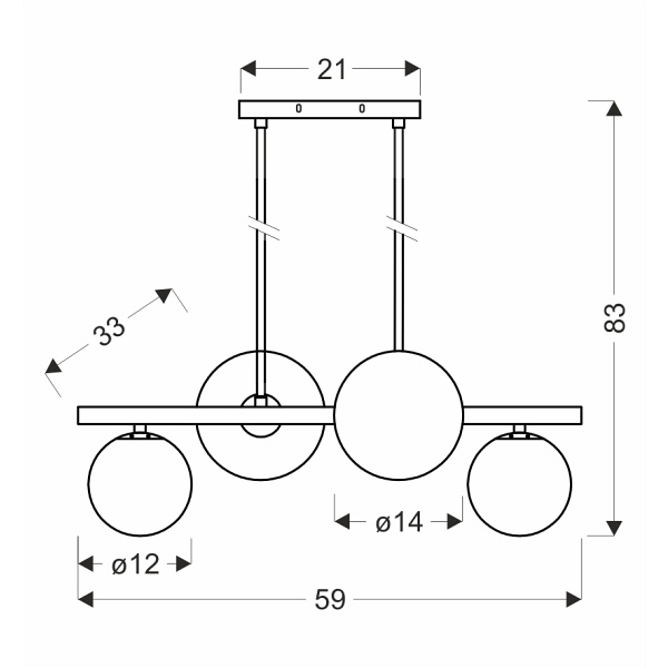 Kama Lampa Wisząca Czarny+Złoty 4X28W G9 Klosz Grafitowy Candellux