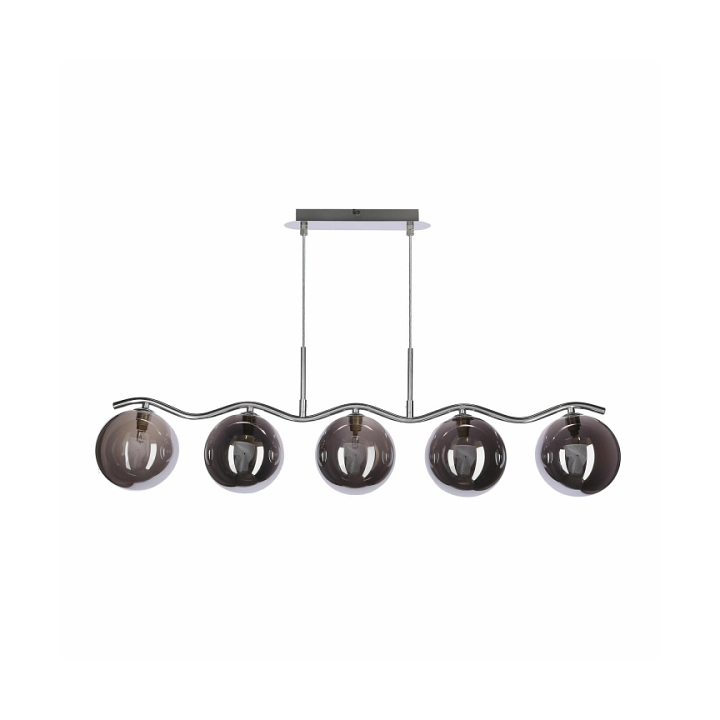 Lampa wisząca Lumos 14 chrom szkło grafitowe oświetleniowa salon 5x20w - Candellux