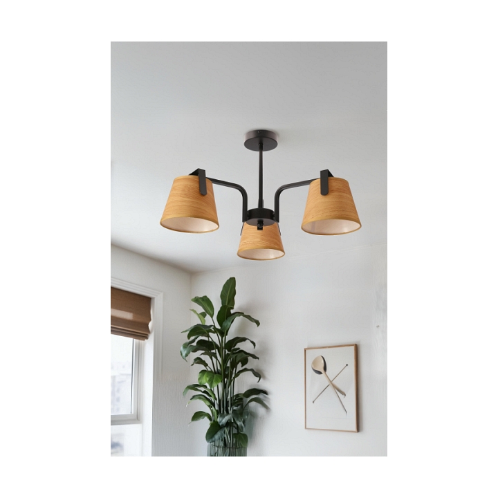 Plafon Milbury czarny metal tkanina żółte oświetleniowa salon przedpokój 3x40w - Candellux