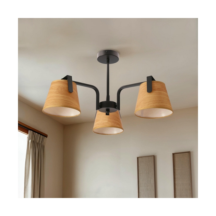 Plafon Milbury czarny metal tkanina żółte oświetleniowa salon przedpokój 3x40w - Candellux