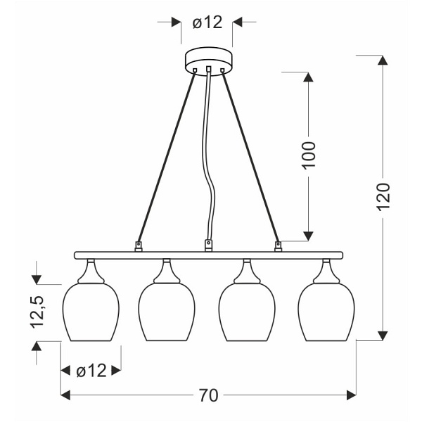 Lampa wisząca Electra chromowa białe efektowny 4x60w - Candellux