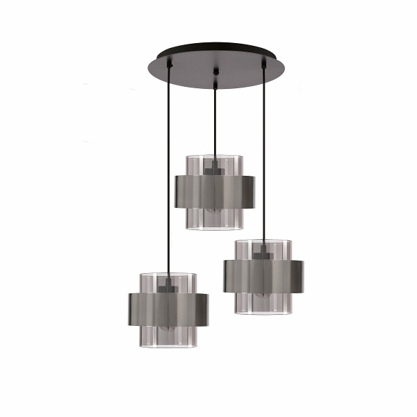 Lampa wisząca Spiega czarna satyna nikiel dymiona 3x60w - Candellux