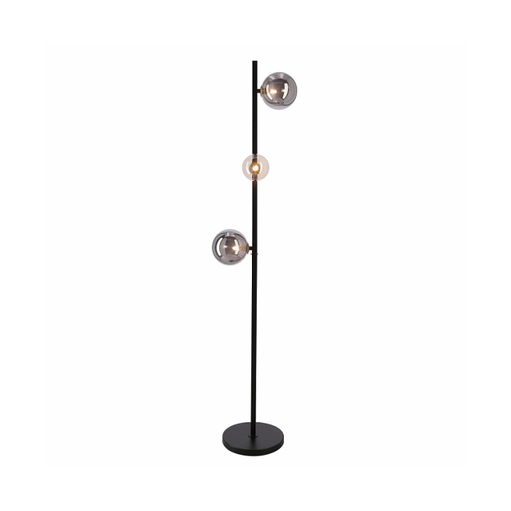 Lampa podłogowa Kama czarna złota grafitowe bursztynowe stojąca 3x28w - Candellux