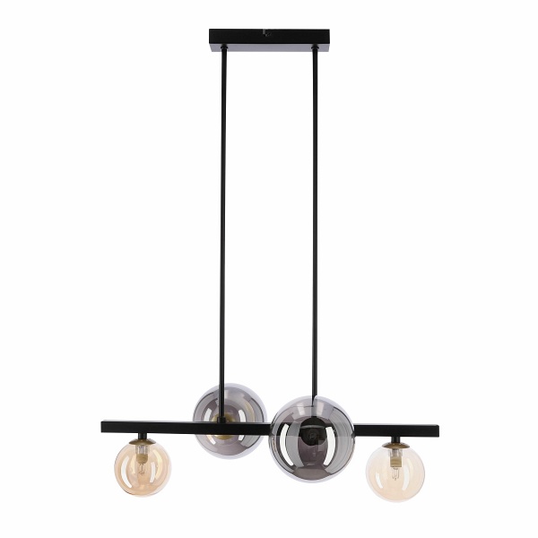 Lampa wisząca Kama czarna złota grafitowe bursztynowe styl 4x28w - Candellux