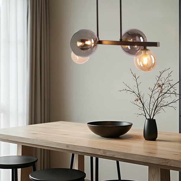 Lampa wisząca Kama czarna złota grafitowe bursztynowe styl 4x28w - Candellux