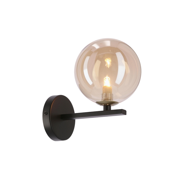 Kinkiet Kama 1x28 czarny złoty bursztynowy - Candellux
