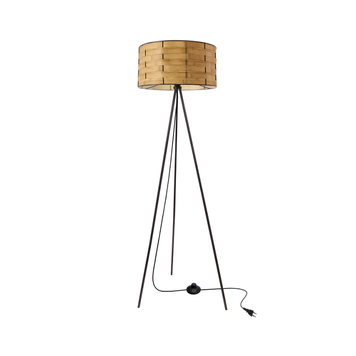 Lampa podłogowa Fiana czarna sosnowy naturalny czarna stojąca dekoracyjne 1x40w - Candellux