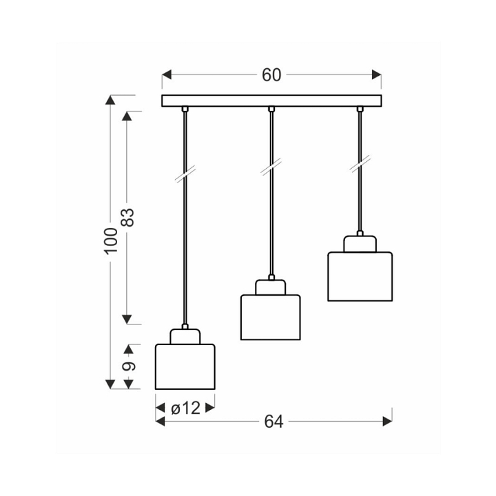 Lampa wisząca Alora czarna biała 3x60w - Candellux