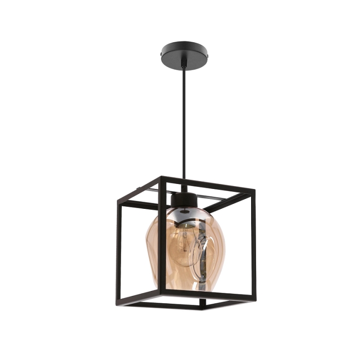 Lampa wisząca Sater czarna bursztynowa 1x40w - Candellux