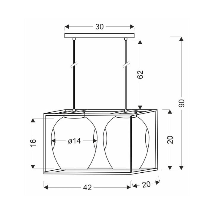 Lampa wisząca Sater czarna złota 2x40w - Candellux