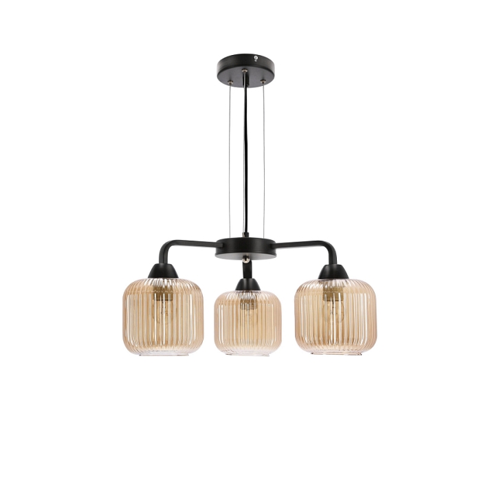 Lampa wisząca Campana czarna bursztynowa 3x60w - Candellux