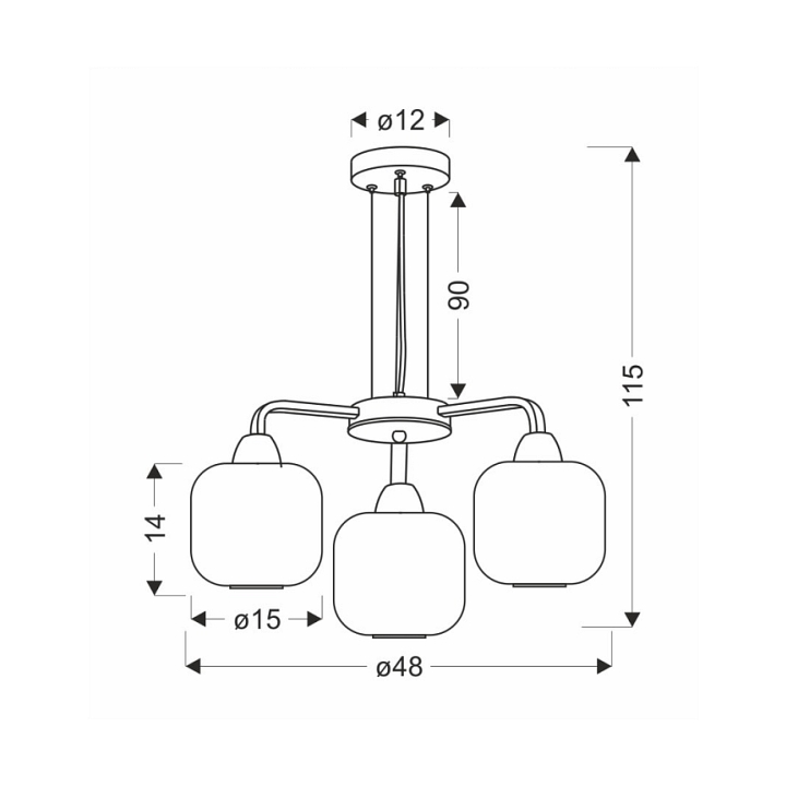 Lampa wisząca Campana czarna bursztynowa 3x60w - Candellux
