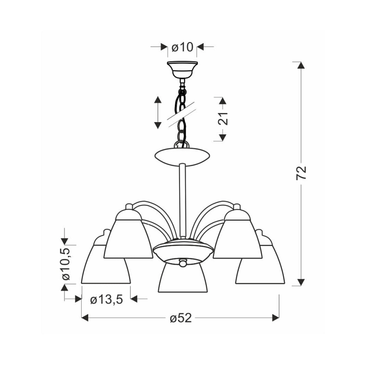 Lampa wisząca Cavallo srebrna 5x60w - Candellux