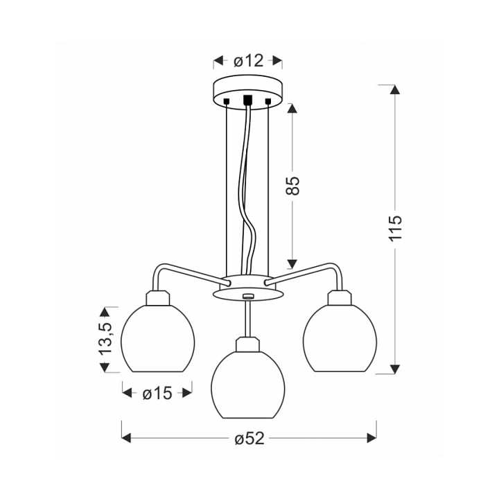 Lampa wisząca Verton chromowa chromowa 3x40w - Candellux