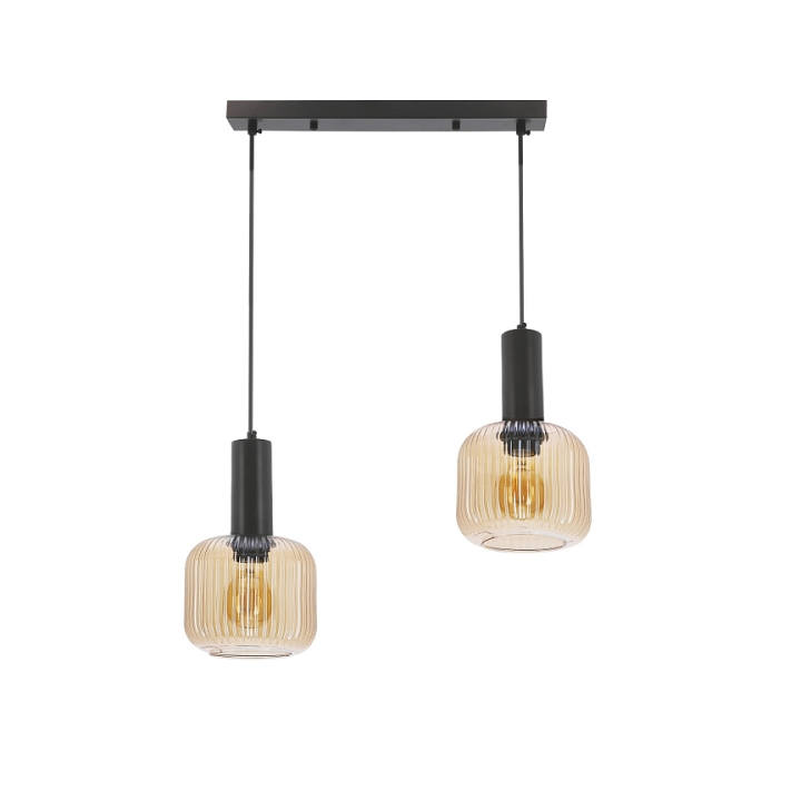 Lampa wisząca Linox 2x40 czarna bursztynowa - Candellux