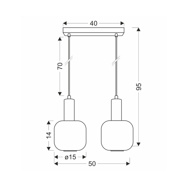 Lampa wisząca Linox 2x40 czarna bursztynowa - Candellux