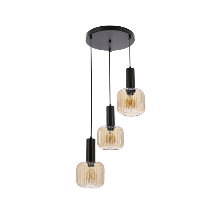 Lampa wisząca Linox 3x40 czarna bursztynowa - Candellux