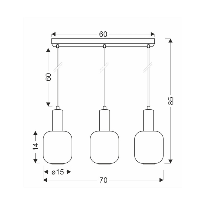 Lampa wisząca Linox 3x40 czarna bursztynowa - Candellux