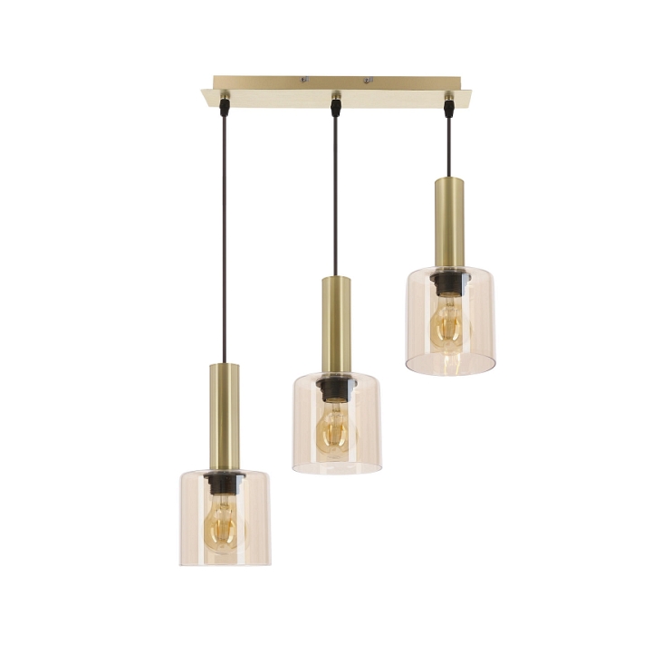 Lampa wisząca Alberto mosiężna bursztynowa 3x40w - Candellux