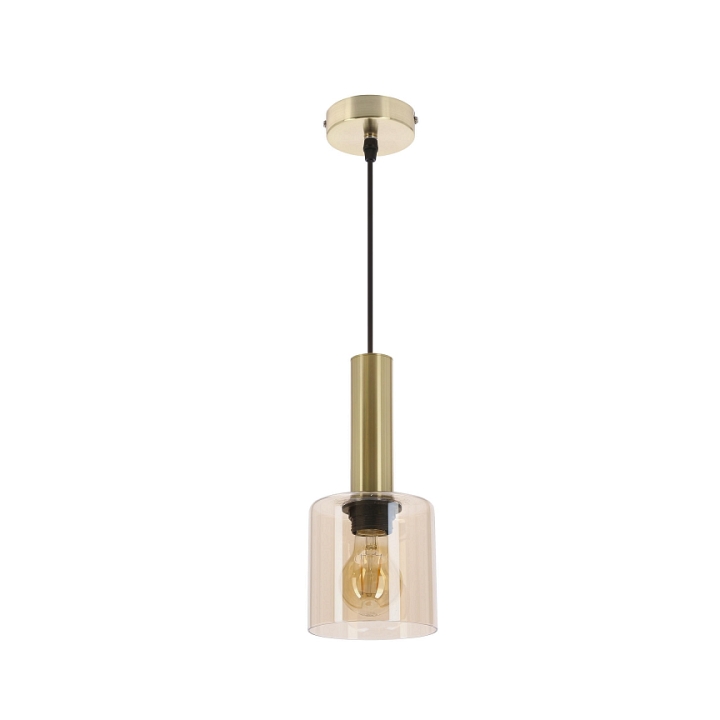 Lampa wisząca Alberto mosiężna bursztynowa 1x40w - Candellux