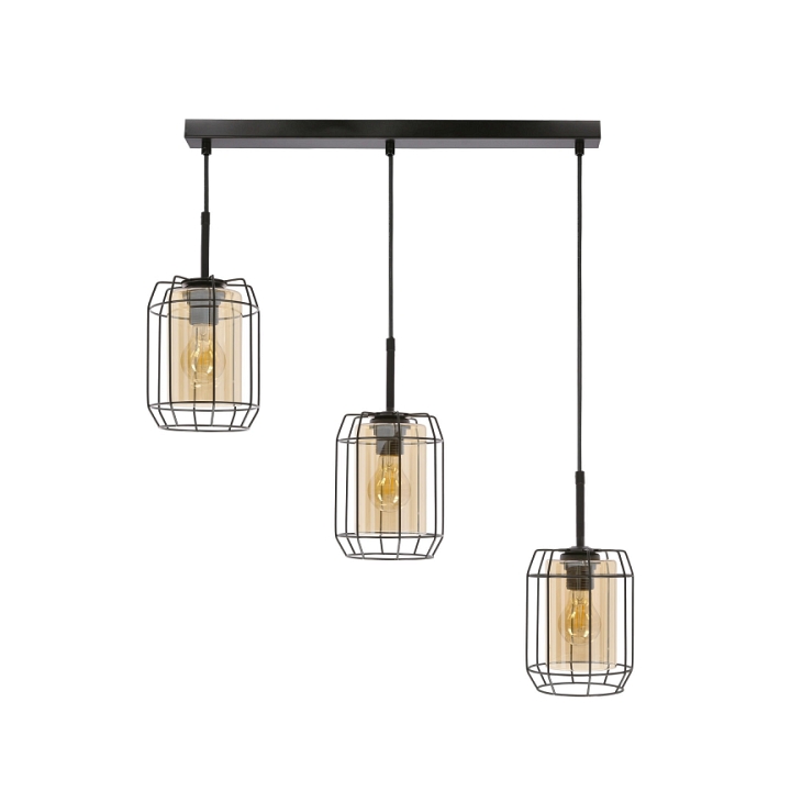 Lampa wisząca Jonera czarna bursztynowa 3x40w - Candellux