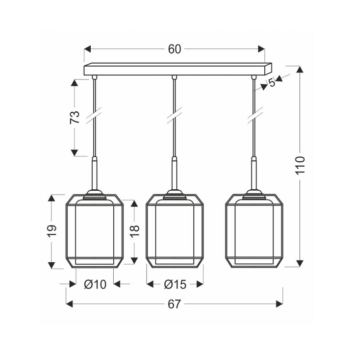 Lampa wisząca Jonera czarna złota 3x40w - Candellux