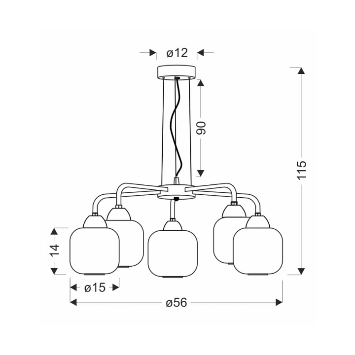 Lampa wisząca Cromado chromowa biała 5x60w - Candellux