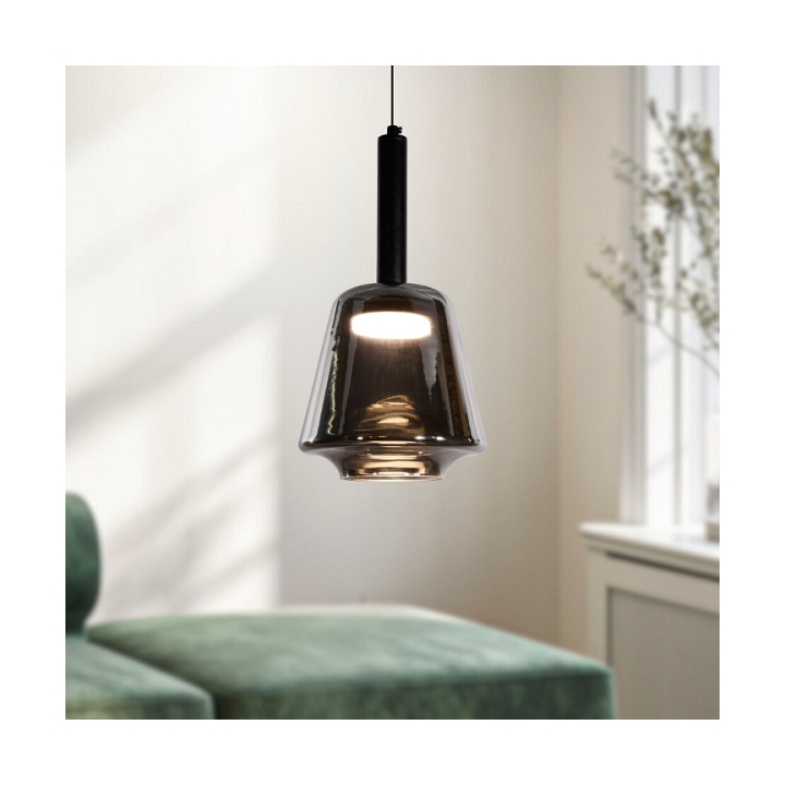 Lampa wisząca Bueno czarna bezbarwna dymiona 1x9w - Candellux