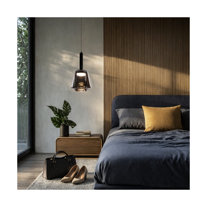 Lampa wisząca Bueno czarna bezbarwna dymiona 1x9w - Candellux