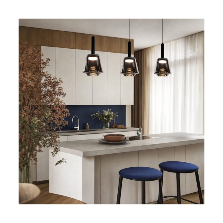 Lampa wisząca Bueno czarna bezbarwna dymiona 1x9w - Candellux