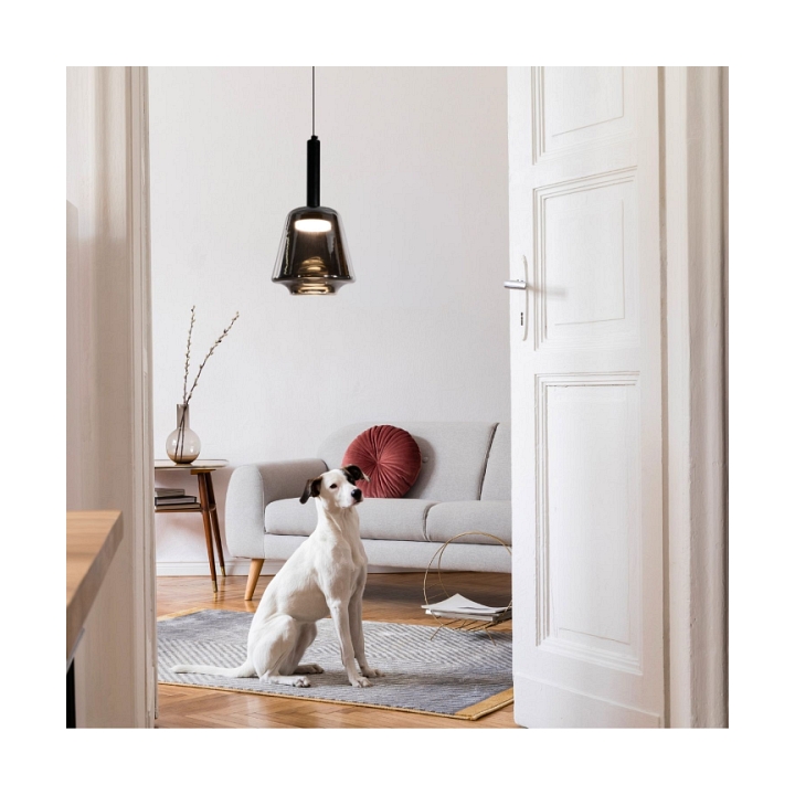 Lampa wisząca Bueno czarna bezbarwna dymiona 1x9w - Candellux