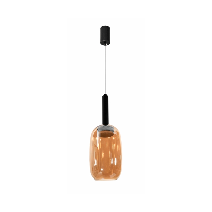 Lampa wisząca Bueno czarna bezbarwna bursztynowa 1x9w - Candellux
