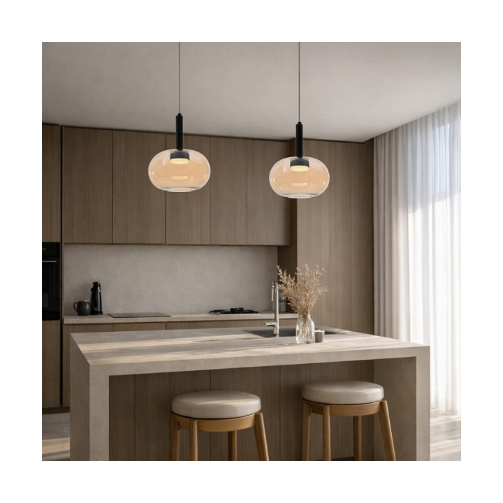 Lampa wisząca Bueno czarna bezbarwna złota 1x9w - Candellux