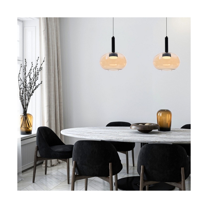 Lampa wisząca Bueno czarna bezbarwna złota 1x9w - Candellux