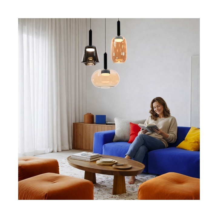Lampa wisząca Bueno czarna bezbarwna złota 1x9w - Candellux