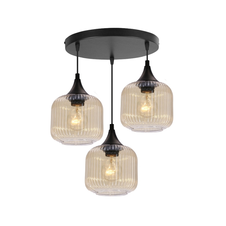 Lampa wisząca Estas czarna bursztynowa 3x40w - Candellux
