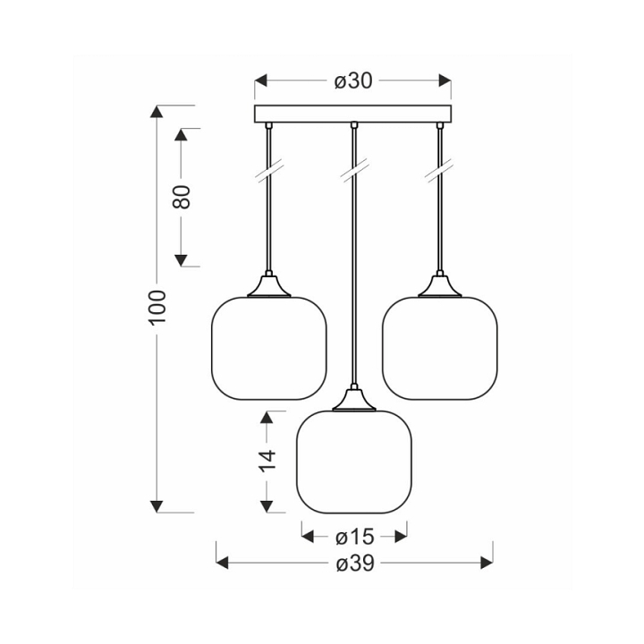 Lampa wisząca Estas czarna bursztynowa 3x40w - Candellux