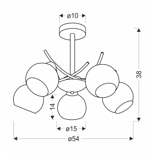 Lampa wisząca Vinoti chromowa grafitowa 5x40w - Candellux