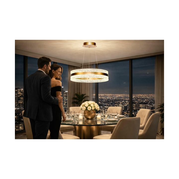 Lampa wisząca Castillo 60 3000 złota kryształki bezbarwne 35w - Candellux