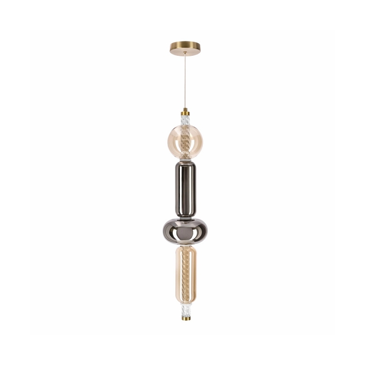 Lampa wisząca Kelly złota xbursztynowy dymiona 5w - Candellux