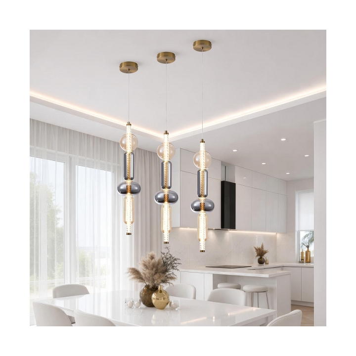 Lampa wisząca Kelly złota xbursztynowy dymiona 5w - Candellux