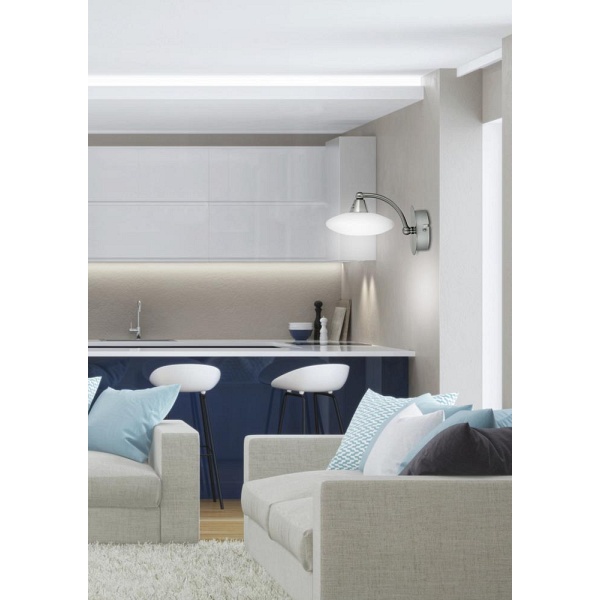 Elisa Lampa Kinkiet 1X40 G9 Satyna-Nikiel+Białe Szkło Promocja Candellux