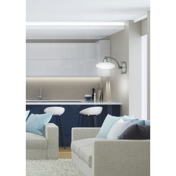 Elisa Lampa Kinkiet 1X40 G9 Satyna-Nikiel+Białe Szkło Promocja Candellux