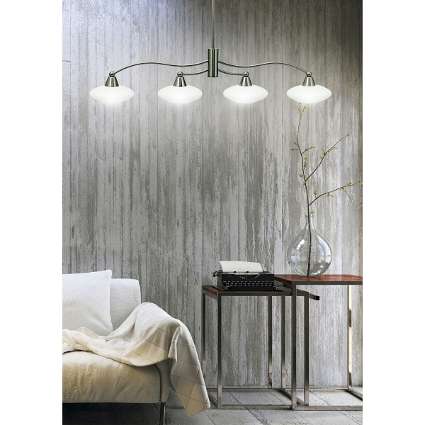 Elisa Lampa Wisząca 4X40W G9 Satyna-Nikiel+Białe Szkło Promocja Candellux