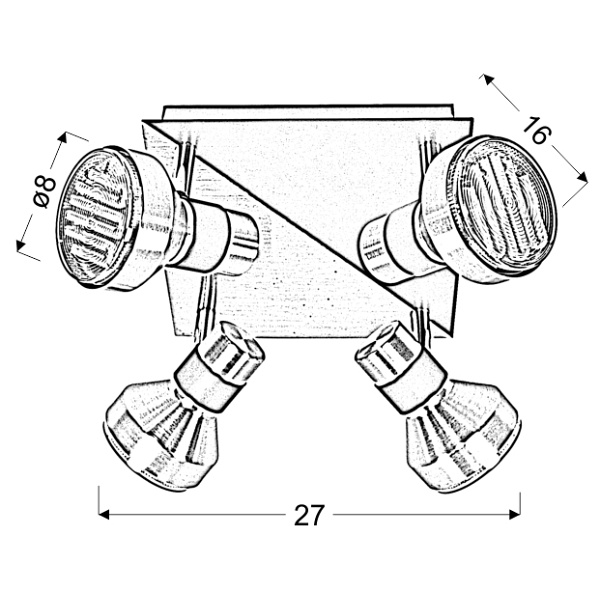 Sortha 1 Lampa Sufitowa Plafon 4X9W Gx53 Energooszczędna Candellux