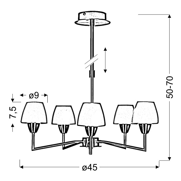 Togo Lampa Wisząca 5X40W G9 Nikiel Mat Promocja Candellux