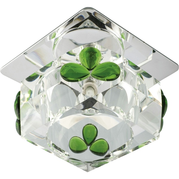 Sk-49 Ch/Wh+Gr G4 Opr.strop.stała Kryształ 20W G4 Kostka+Zielone Łezki Candellux